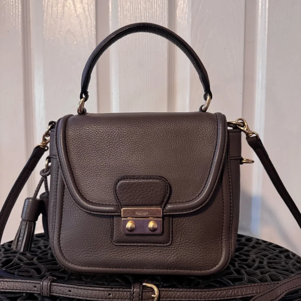 Paul Stuart Pebbled Leather Top Handle Mini Satchel – Espresso Brown - Picture 6 of 10